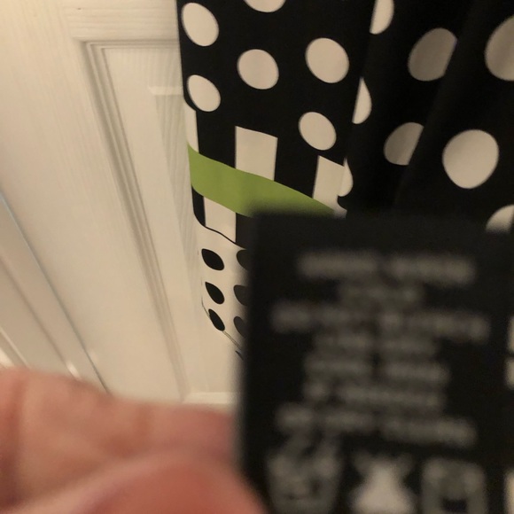 NWOT Black and White polka dot sun dress, with green stripe at hem XL NWOT - Picture 10 of 10